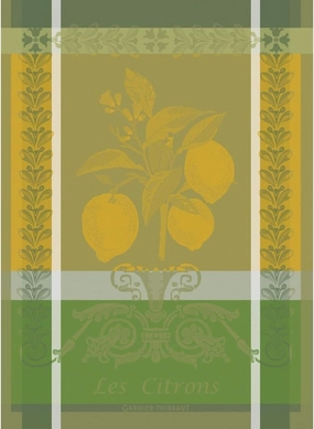 Garnier Thiebaut Citron Zeste (Lemon Zest) French Kitchen Towel 22"x30", Cotton, Jacquard