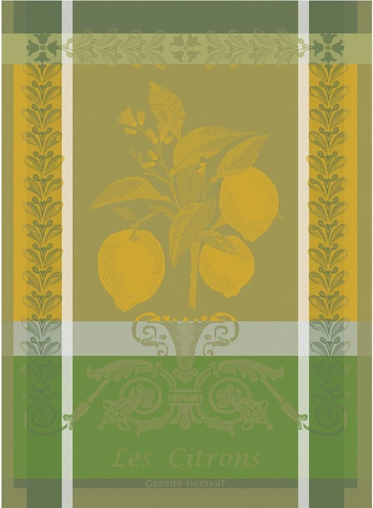 Garnier Thiebaut Citron Zeste (Lemon Zest) French Kitchen Towel 22"x30", Cotton, Jacquard