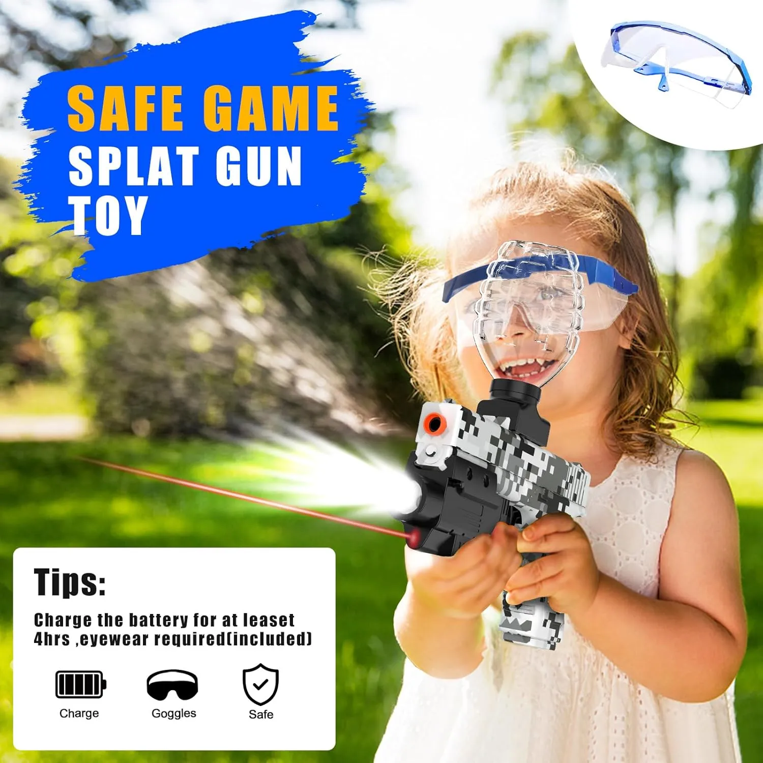 Gel Ball Blaster Gun, Splat Gel Gun for Precision Shooting, Electric Water Ball Blaster Gun with Top Loading Design JM-X3, Great for Competitive Team Play, Ages 15  (Gray)