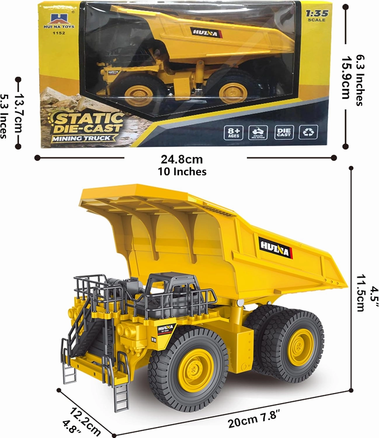 Gemini&Genius Dump Truck Construction Vehicle Toy 1/35 Scale Die-cast Site Dumper Vehicle, Realistic Car Model Toy for Kids and Decoration for House (Heavy Duty Truck)