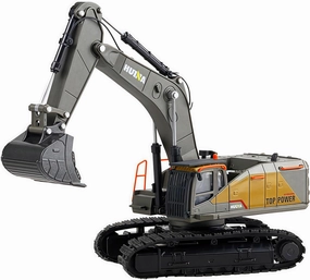 Gemini&Genius Excavator Toy for Kids, Metal Construction Vehicle Track Excavator Toy 1/50 Digger Vehicle, Multi-Articular Movable Arm and 360 Degree Rotate Cab Truck Toy for Kids