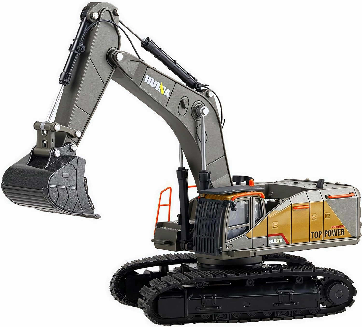Gemini&Genius Excavator Toy for Kids, Metal Construction Vehicle Track Excavator Toy 1/50 Digger Vehicle, Multi-Articular Movable Arm and 360 Degree Rotate Cab Truck Toy for Kids