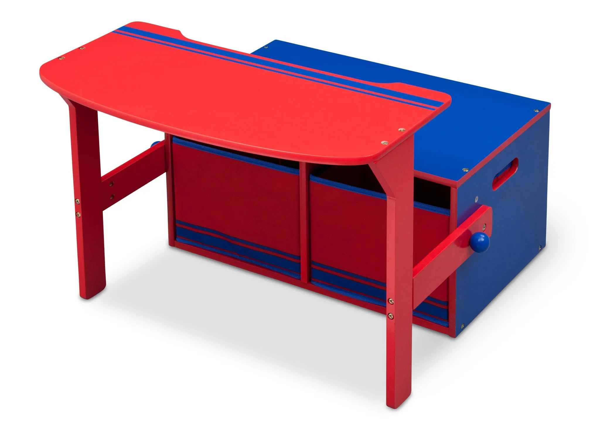 Generic Blue/Red 3-in-1 Storage Bench and Desk
