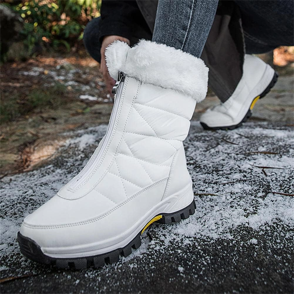 GEXECEUSS Womens Comfortable Snow Boots for Walking: Anti-Slip Mid-Calf Winter Boots - Durable Faux Fur Lined Booties for Women
