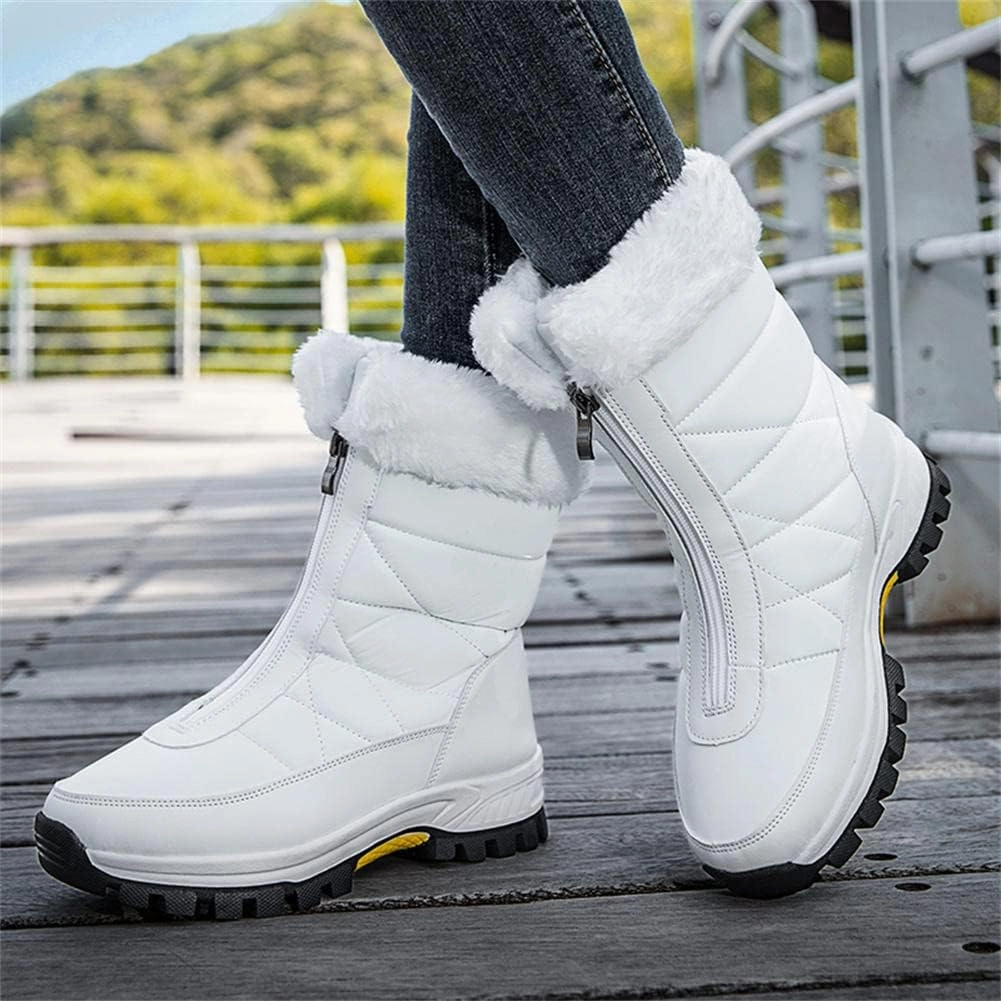 GEXECEUSS Womens Comfortable Snow Boots for Walking: Anti-Slip Mid-Calf Winter Boots - Durable Faux Fur Lined Booties for Women