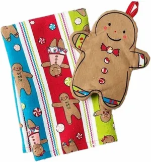 Gingerbread Man Kitchen Dish Towel & Potholder Set Pot Holder