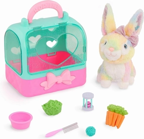 Glitter Girls – Multicolored Stuffed Rabbit – Pet Carrier with Handle – Play Food & Pet Comb – Accessories for 14-inch Dolls – Toys for Kids 3 Years  – Lulu & GG Bunny Carrier Playset