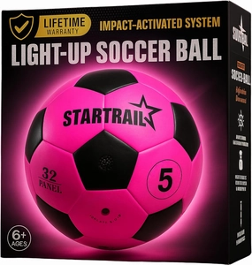 Glow in the Dark Soccer Ball | Sports Gift for Girls Ages 6-15 | LED Light-Up Ball with 3 Extra Batteries and Pump | Pre-Installed Batteries | Size 5 | Indoor & Outdoor Fun Gift for Kids & Teens 8-15