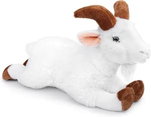 Goat Plush Toy，White Goat Stuffed Animal ，12'' Realistic Goat Plushie ，Goat Model Dolls Collection for Kids White Proning 12''