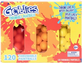 Goblies - Throwable Paintballs. Washable, Nontoxic, Plant-Based Toy for Outdoor Fun Games for Kids 6 . Pack of 3 (120 Count, Red/Orange/Yellow)