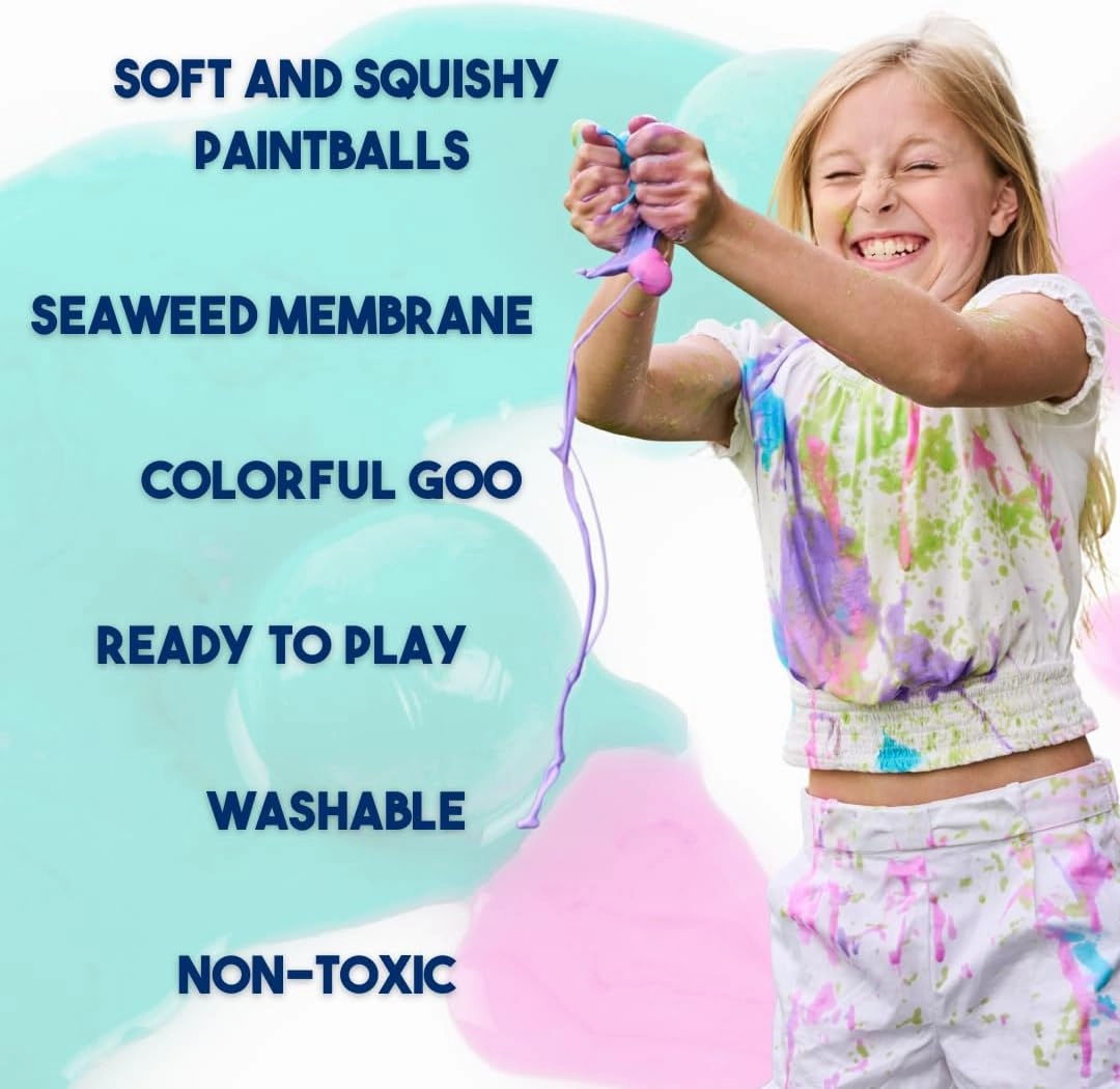 Goblies - Throwable Paintballs. Washable, Nontoxic, Plant-Based Toy for Outdoor Fun Games for Kids 6 . Pack of 3 (120 Count, Red/Orange/Yellow)