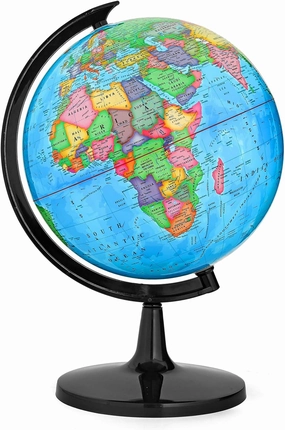 GOCHANGE Classroom Globe, 13" Globes for Kids for Political Teaching with HD Waterproof & Writable Erasable Surface, Full Length 19.7 inch, 360° Spinning Globe for Education & Desk Decor