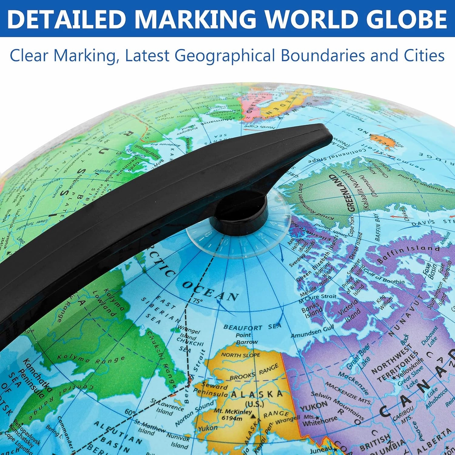 GOCHANGE Classroom Globe, 13" Globes for Kids for Political Teaching with HD Waterproof & Writable Erasable Surface, Full Length 19.7 inch, 360° Spinning Globe for Education & Desk Decor