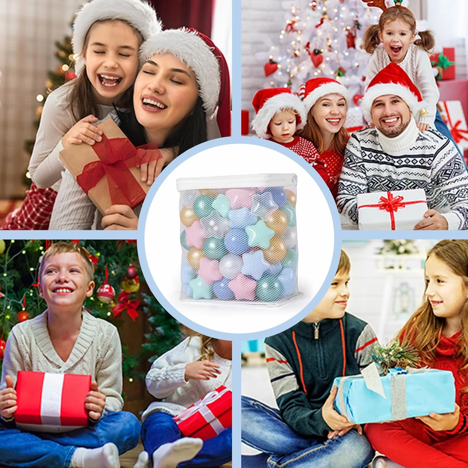 GOGOSO Ball Pit Balls for Toddlers Phthalate-Free BPA-Free Non-Toxic Crush Proof Soft Plastic Play Balls Baby Kids Shape Tent Pool Playhouse Playpen Party Decor, Pink Green Gold Blue White 100PCS