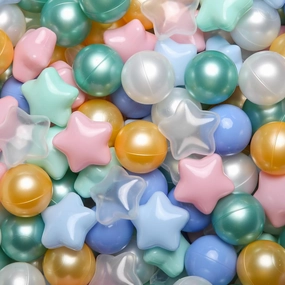 GOGOSO Ball Pit Balls for Toddlers Phthalate-Free BPA-Free Non-Toxic Crush Proof Soft Plastic Play Balls Baby Kids Shape Tent Pool Playhouse Playpen Party Decor, Pink Green Gold Blue White 100PCS