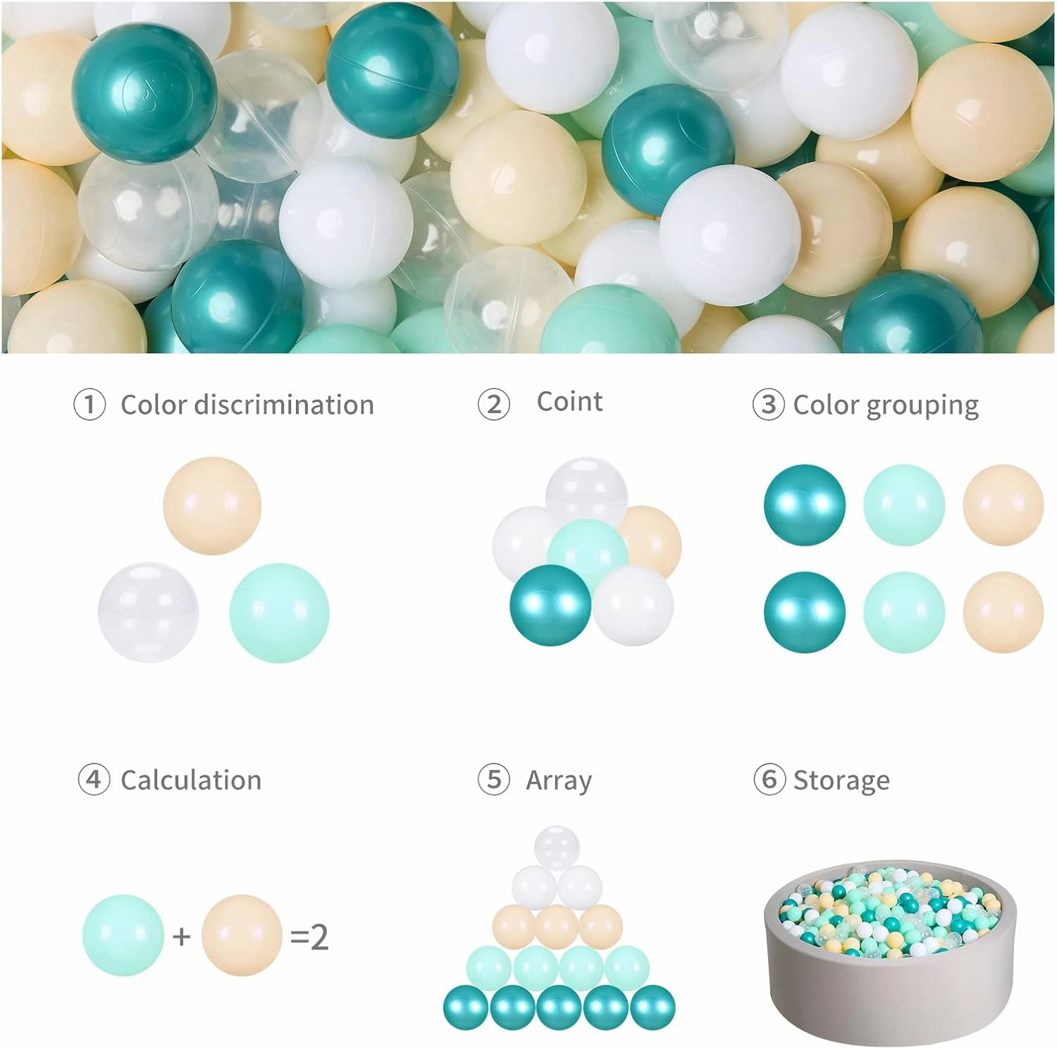 GOGOSO Ball Pit Balls for Toddles Kids Plastic Ballpits Accessories Crush Proof Durable Fun Shape Play Baby Bath Toys 50 100 200 500 1000