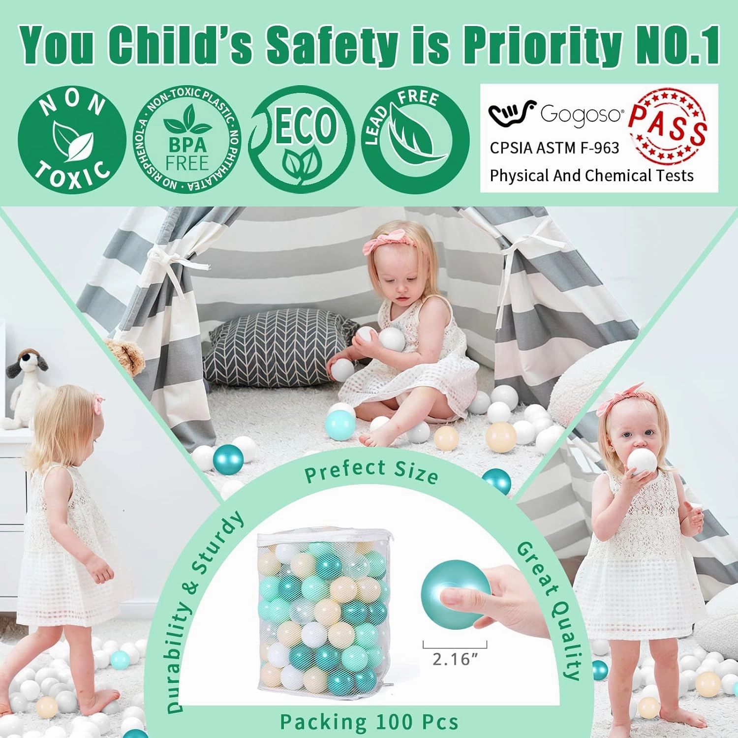 GOGOSO Ball Pit Balls for Toddles Kids Plastic Ballpits Accessories Crush Proof Durable Fun Shape Play Baby Bath Toys 50 100 200 500 1000