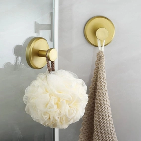 Gold Brass Bathroom Hooks - Modern Luxury Bath Accessories