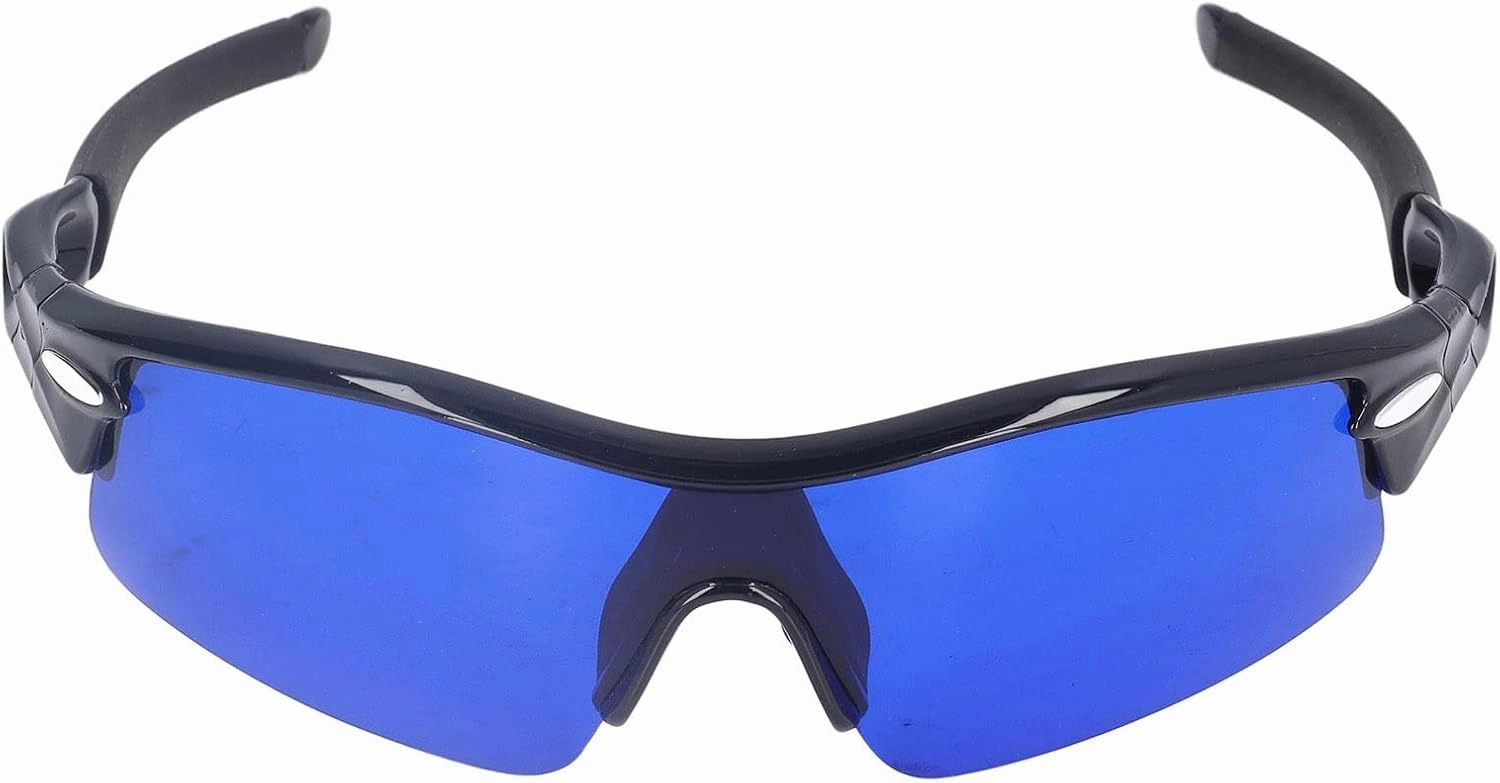 Golf Ball Finder Glasses, Polarized Blue Lens UV Proof Sun Protection Grass Filter with Glasses Cloth and Storage Bag, Ball Finding Filtering Sunglasses for Golfers(Black)
