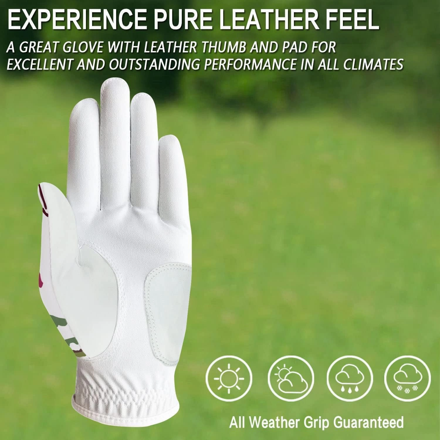 Golf Gloves Women Left Right Hand Leather Value 1 Pair with Hat Clip Ball Marker Golf Tees Pink, Gift Box for Ladies Golfer All Weather Grip
