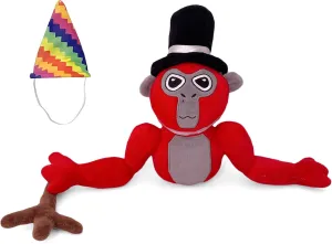 Gorilla Monkey Plush - Stuffed Animal for Game Fans, Ideal for Birthday Parties (Red)