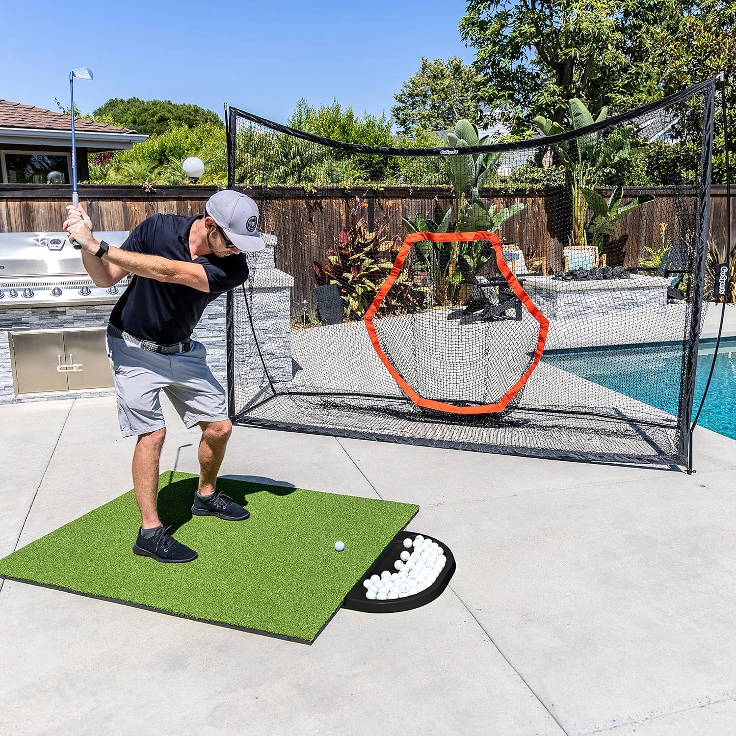 GoSports All-Weather Golf Ball Tray with 70 Ball Capacity - Black or Green - Compatible with All Hitting Mats