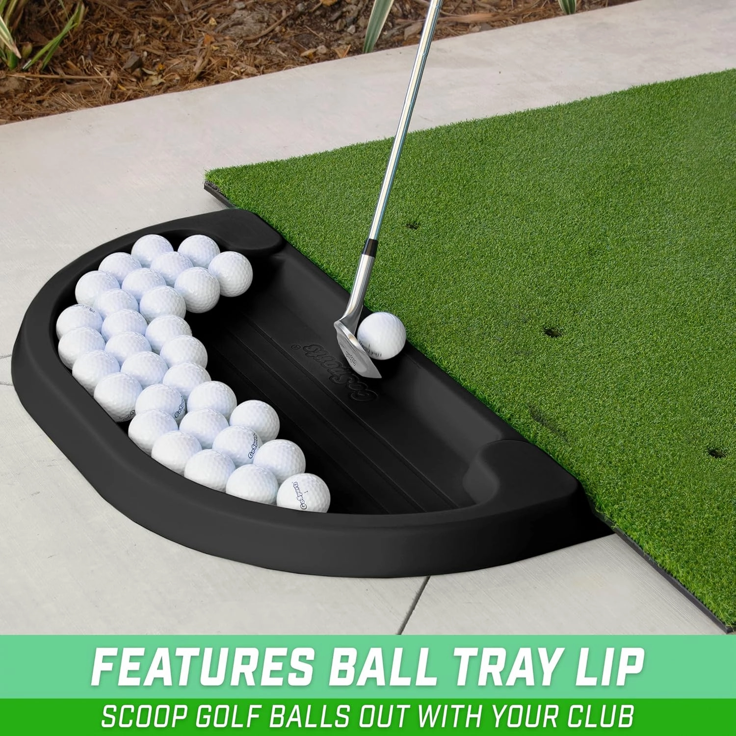 GoSports All-Weather Golf Ball Tray with 70 Ball Capacity - Black or Green - Compatible with All Hitting Mats