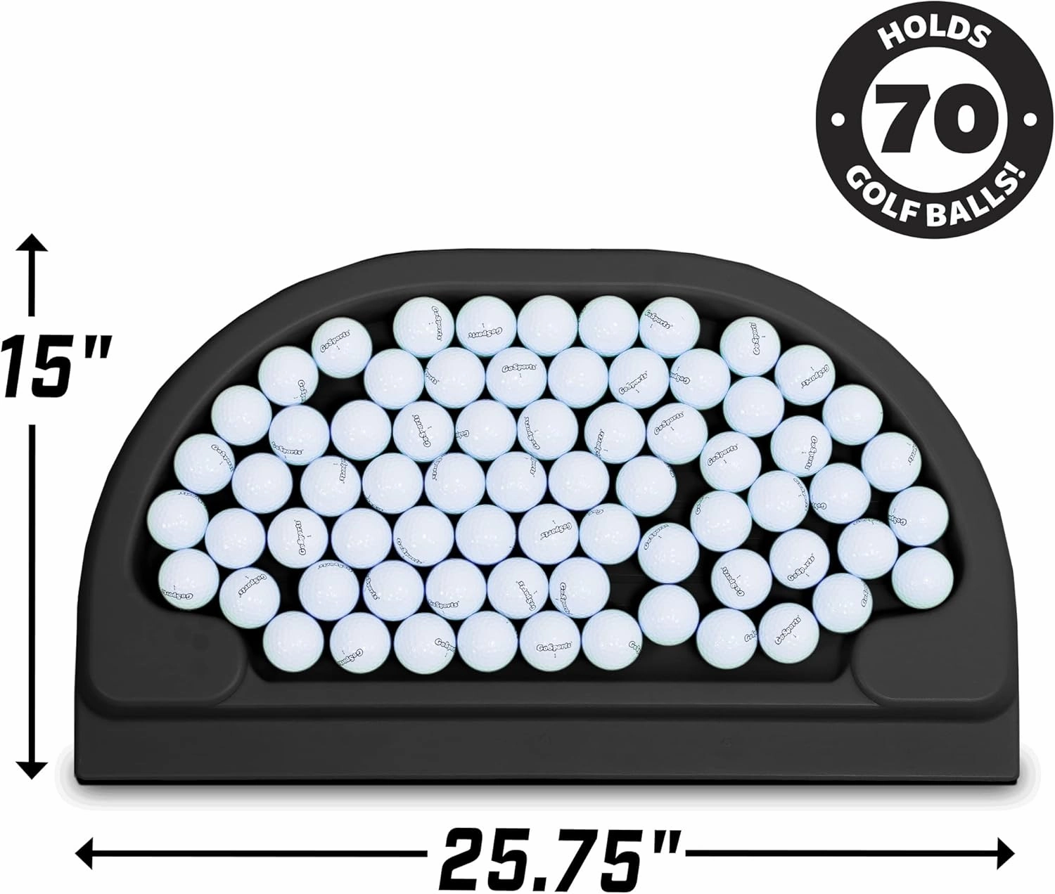 GoSports All-Weather Golf Ball Tray with 70 Ball Capacity - Black or Green - Compatible with All Hitting Mats
