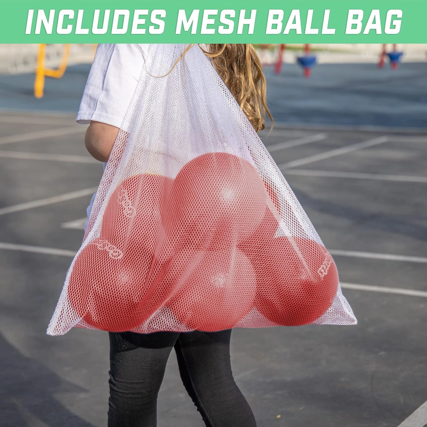 GoSports Soft Skin Foam Playground Dodgeballs - Choose 6 or 7 Inch No Sting Balls for Kids - Set of 6 Includes Mesh Carry Bag