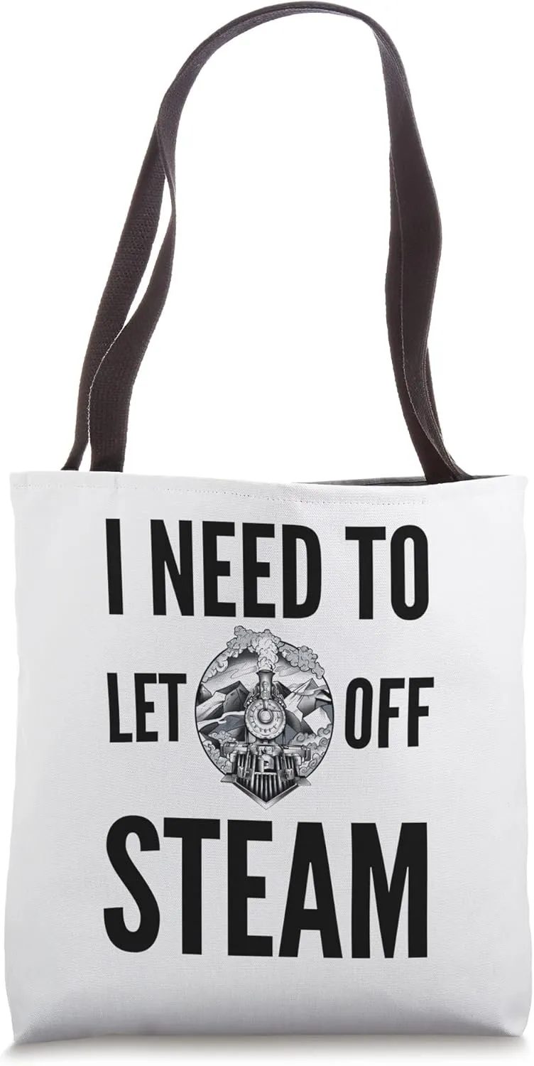 Goth Steam Train Enthusiast Funny Railway Worker Joke Steam Tote Bag