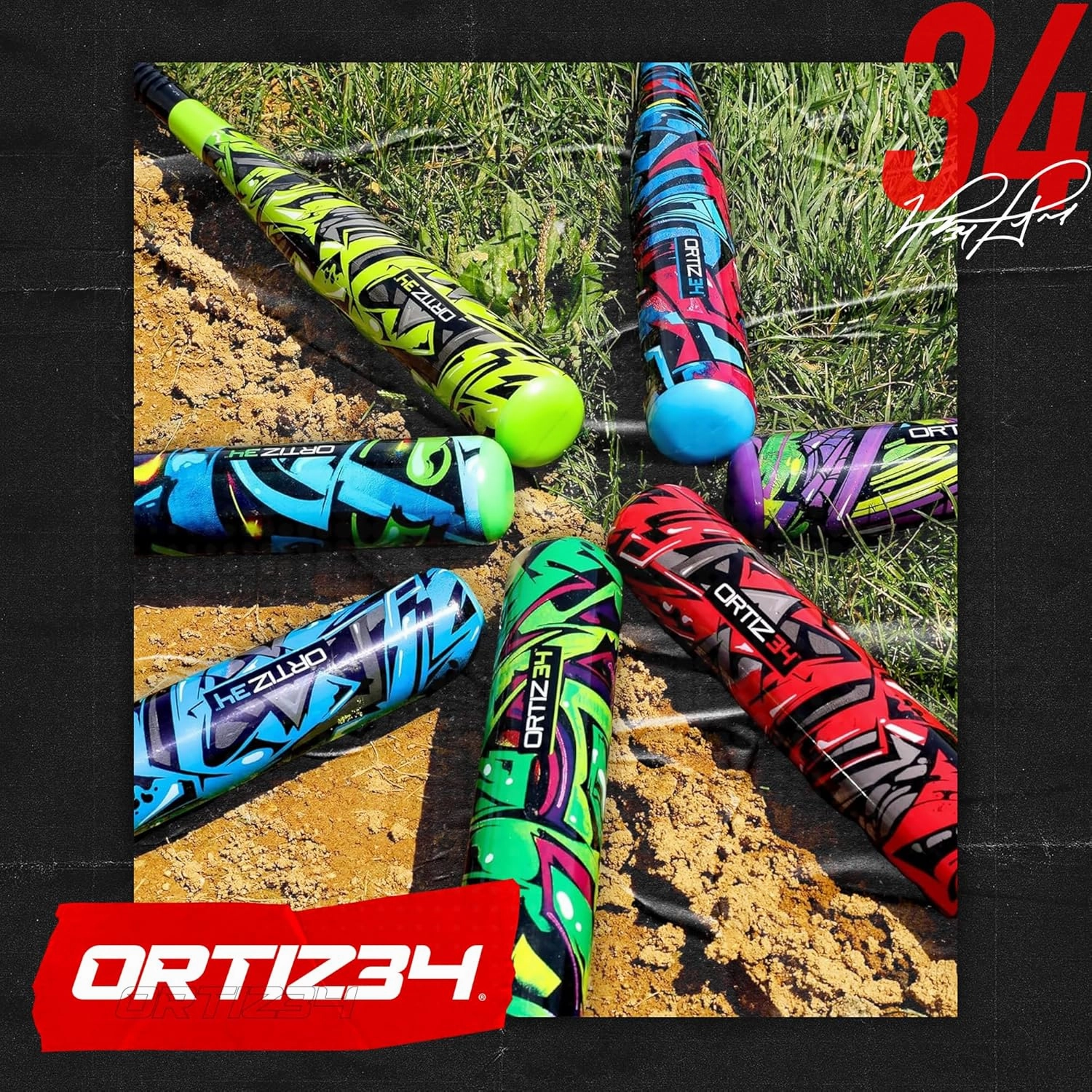 Grand Slam Set- Graffiti Plastic Bat, 3 Balls, 4 Throw Down Bases