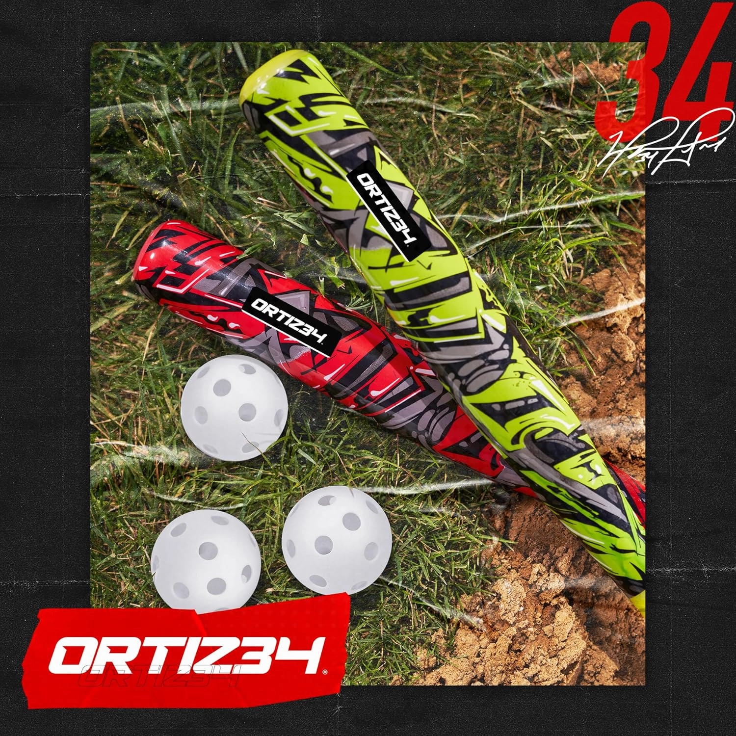 Grand Slam Set- Graffiti Plastic Bat, 3 Balls, 4 Throw Down Bases