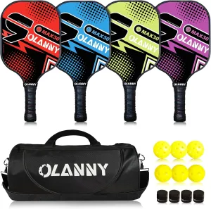 Graphite Pickleball Paddles Set- Premium Rackets Fiber Face & Polymer Honeycomb Core Pickleball Set Includes Pickleball Paddles   Pickleball Balls  Replacement Soft Grip   1 Bag