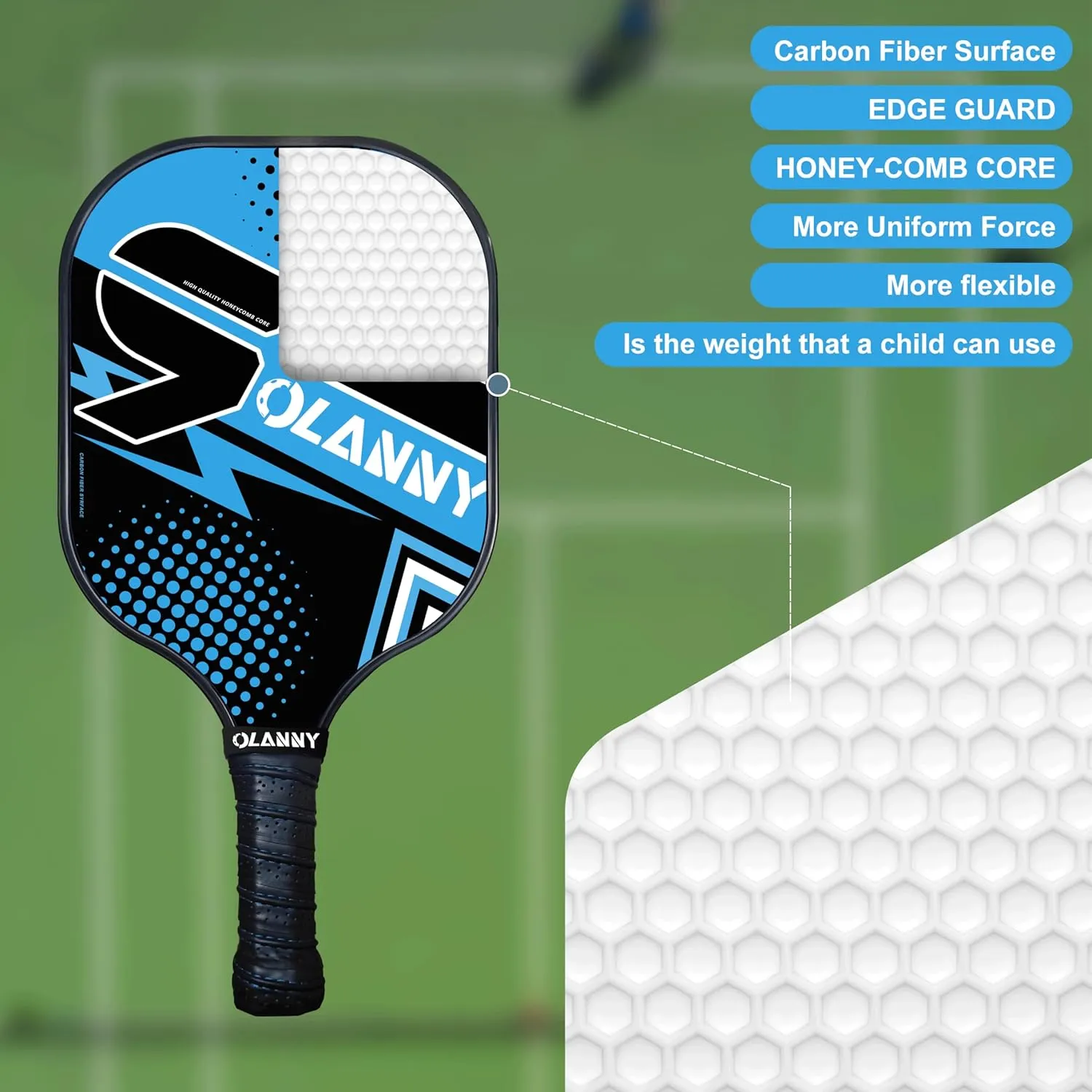 Graphite Pickleball Paddles Set- Premium Rackets Fiber Face & Polymer Honeycomb Core Pickleball Set Includes Pickleball Paddles   Pickleball Balls  Replacement Soft Grip   1 Bag
