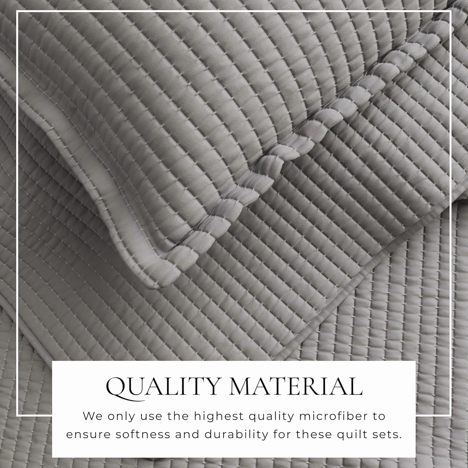 Great Bay Home Full/Queen Quilt Bedding Set, 3-Piece Lightweight Summer Channel Stitch Quilt Set with Shams, Ultra Soft Ash Grey Bedspreads, Quilted Bedding Coverlets for All Seasons