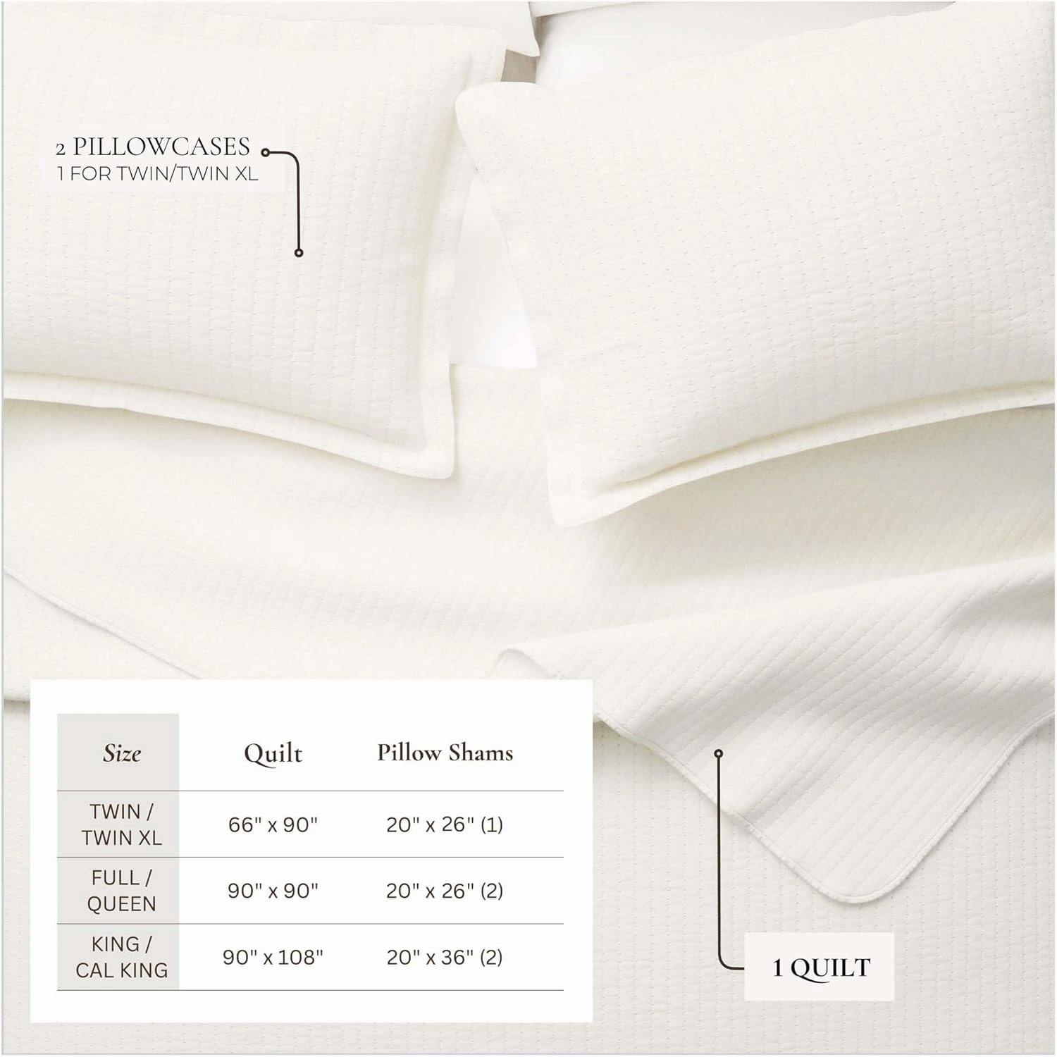 Great Bay Home King Quilt Bedding Set, 3-Piece Lightweight Summer Channel Stitch Quilt Set with Shams, Ultra Soft Cream Bedspreads, Quilted Bedding Coverlets for All Seasons