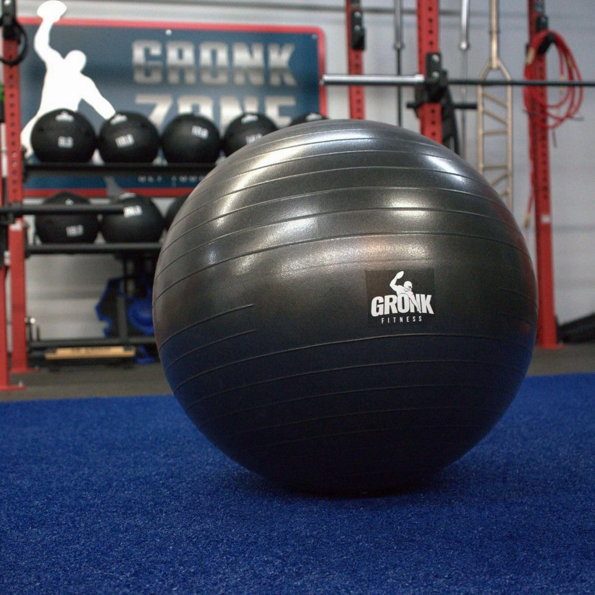 Gronk Fitness Stability Ball | Anti-Burst & Slip Resistant Yoga Ball | Core Workouts, Yoga, Pilates & Physical Therapy | Includes Foot Pump
