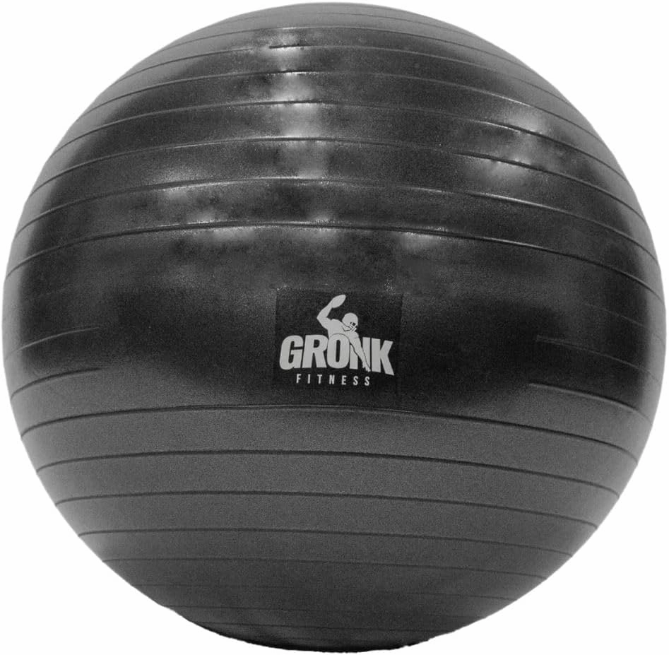 Gronk Fitness Stability Ball | Anti-Burst & Slip Resistant Yoga Ball | Core Workouts, Yoga, Pilates & Physical Therapy | Includes Foot Pump