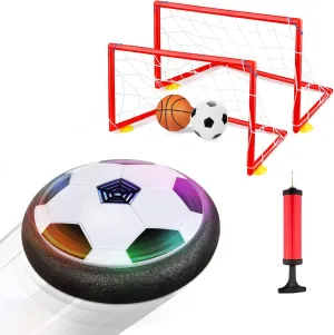 Growsland Boy Toys Hover Soccer Ball with 2 Goals, Indoor Soccer Gifts for Boys, LED Hover Ball with Foam Bumper Inflatable Soccer Toys for 3 4 5 6 7 8 9 10  Years Old Girls Boys