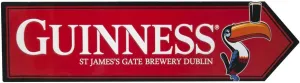 Guinness Toucan James Gate Road Sign, Red - Aluminum Metal Wall Decor