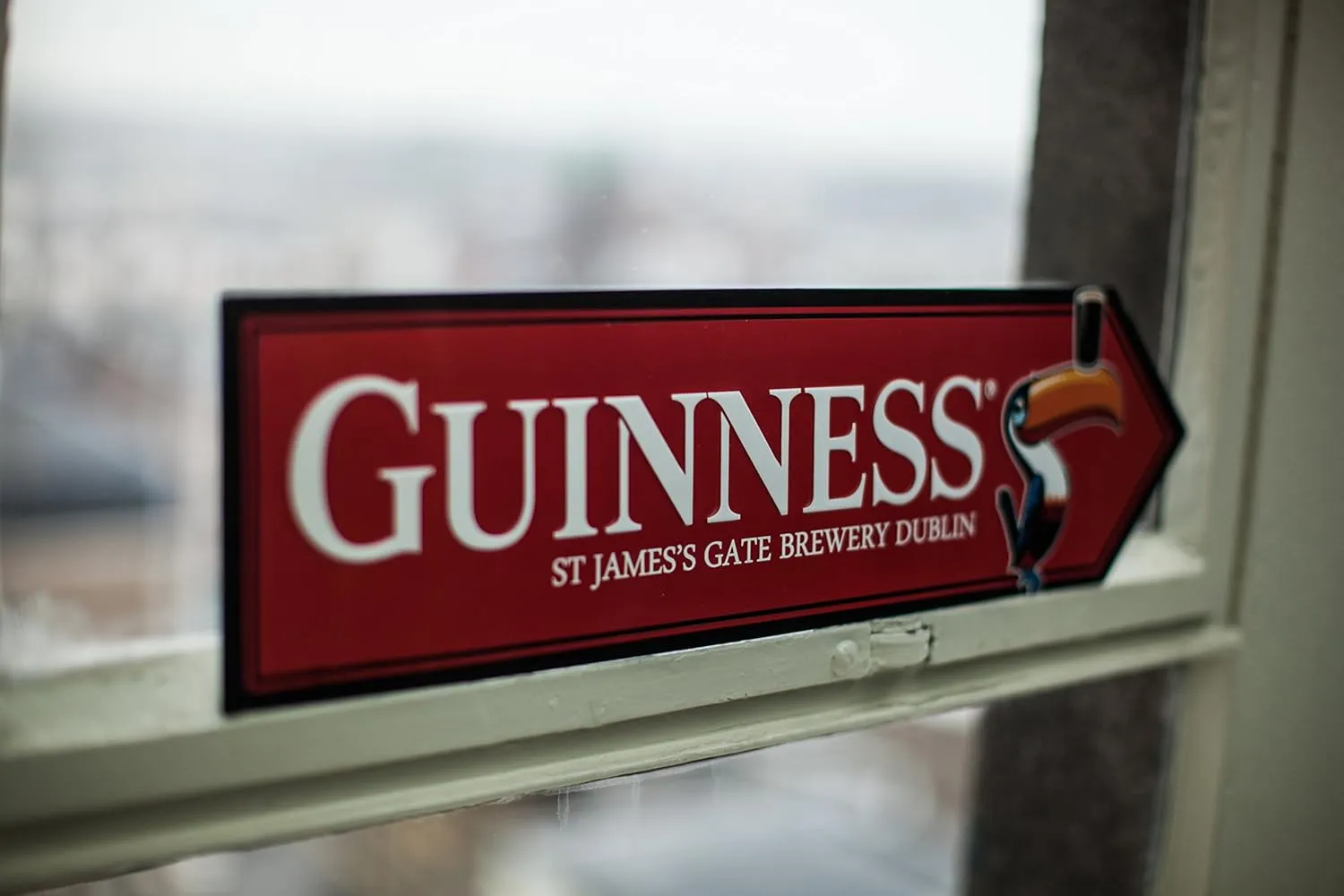 Guinness Toucan James Gate Road Sign, Red - Aluminum Metal Wall Decor