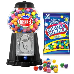 Gumball Machine Halloween Candy - for Kids 8.5" - Coin Operated Toy Bank - Dubble Bubble Gum Machine Classic Red Style Includes 85 Gum Balls - Kids Coin Bank - Candy Dispenser - (Black) - Playo
