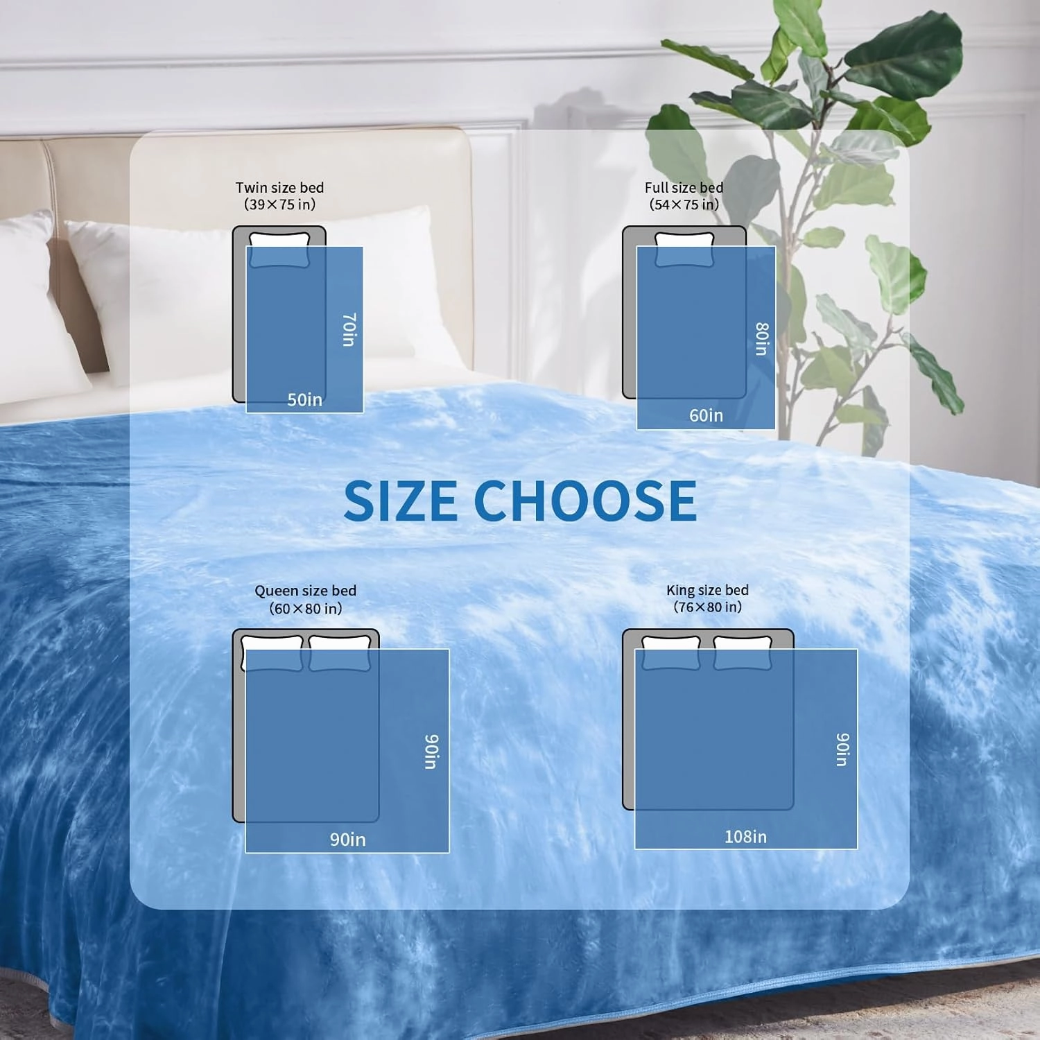 Guohaoi Cooling Throw Blanket for Hot Sleepers, Full Size 60''×90'' Lightweight Breathable Summer Bed Blanket for Couch, Arc-Chill Q-Max >0.5 Cool Fiber,Lightweight Tie Dye Blanket Light Blue