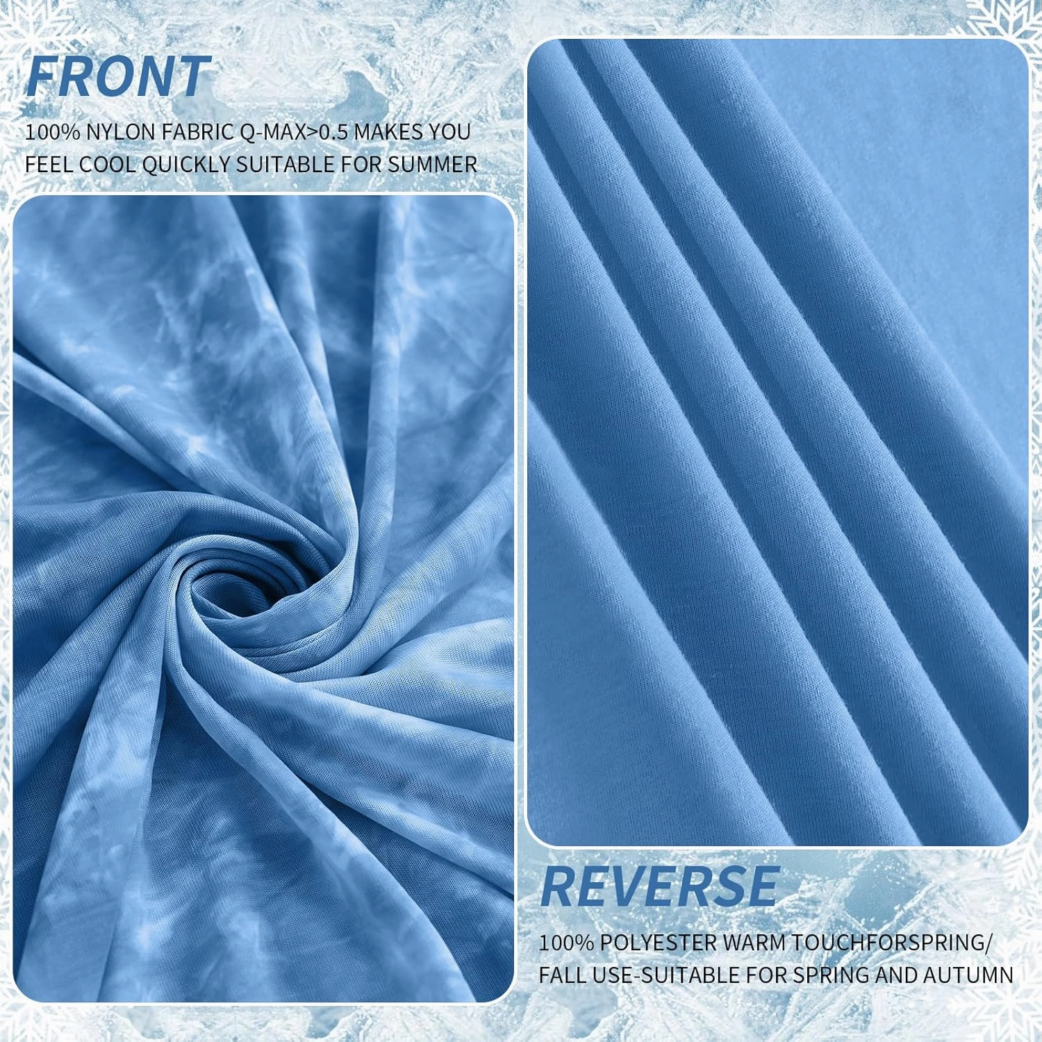 Guohaoi Cooling Throw Blanket for Hot Sleepers, Full Size 60''×90'' Lightweight Breathable Summer Bed Blanket for Couch, Arc-Chill Q-Max >0.5 Cool Fiber,Lightweight Tie Dye Blanket Light Blue