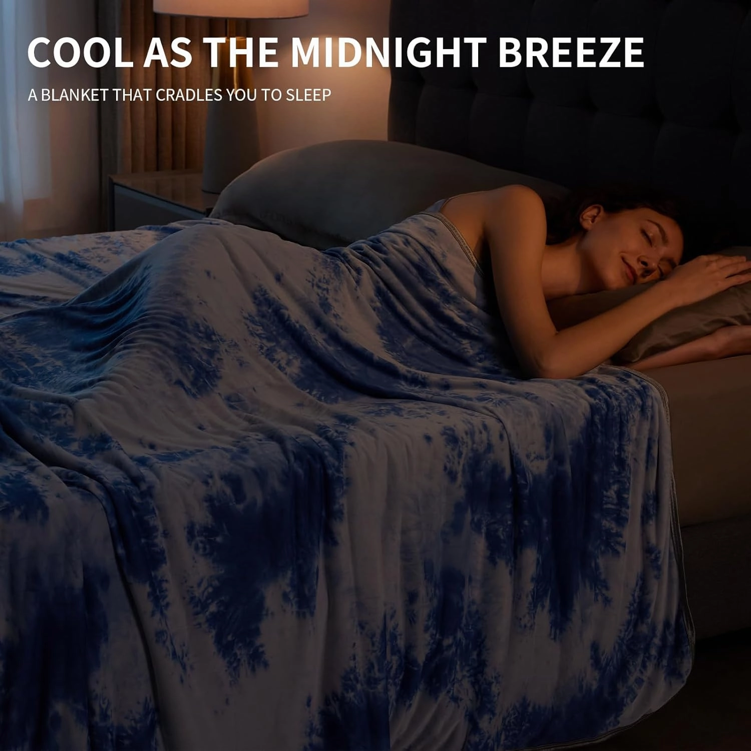 Guohaoi Cooling Throw Blanket for Hot Sleepers, Full Size 60''×90'' Lightweight Breathable Summer Bed Blanket for Couch, Arc-Chill Q-Max >0.5 Cool Fiber,Lightweight Tie Dye Blanket Light Blue