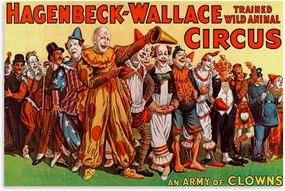 Hagenbeck Wallace Circus An Army Of Clowns Show Vintage Poster Canvas Printing Wall Art Modern Classroom Kitchen Bedroom Room Aesthetic Decoration Gift16x24inch(40x60cm) Unframe-style