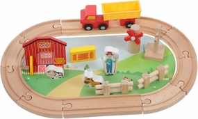 HANABASS 1Set Wooden Farm Train Track for Educational with Farm Animals for Ages Enhances Motor Skills Favor and Accessory