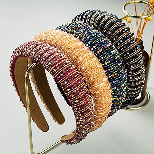 Handmade Pearl Headband Soft Velvet Fashion Padded Lining Hair Hoop Bridal Elegant Wedding Wide Headwear Accessories For Women and Girl