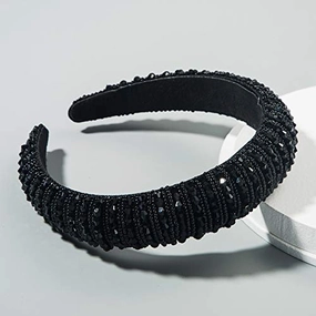 Handmade Pearl Headband Soft Velvet Fashion Padded Lining Hair Hoop Bridal Elegant Wedding Wide Headwear Accessories For Women and Girl