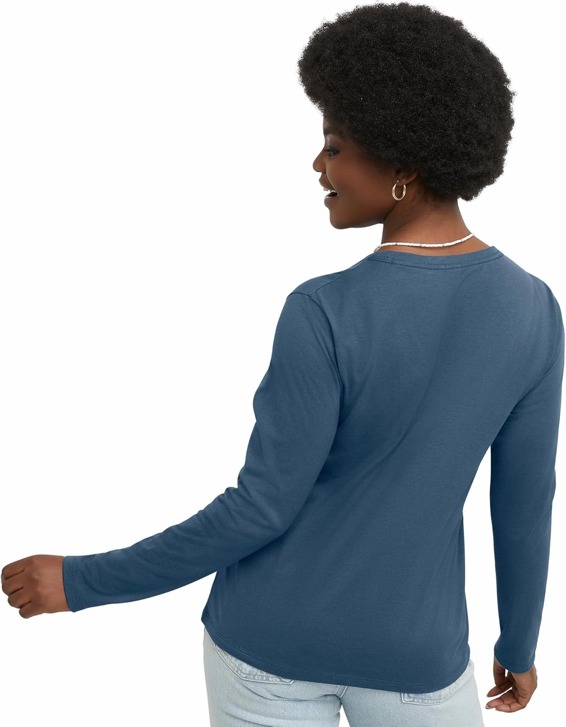 Hanes Women's Long Sleeve Cotton T-Shirt, Lightweight Crewneck Tee for Women, Modern Fit